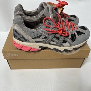 ASICS Men’s Gray Athletic Sneakers with Orange Laces